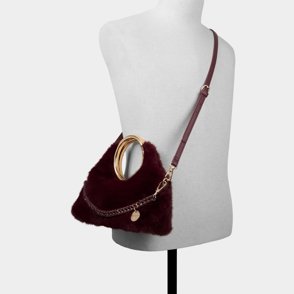 ALDO Burgundy Faux Fur Handbag - Picture 4 of 6
